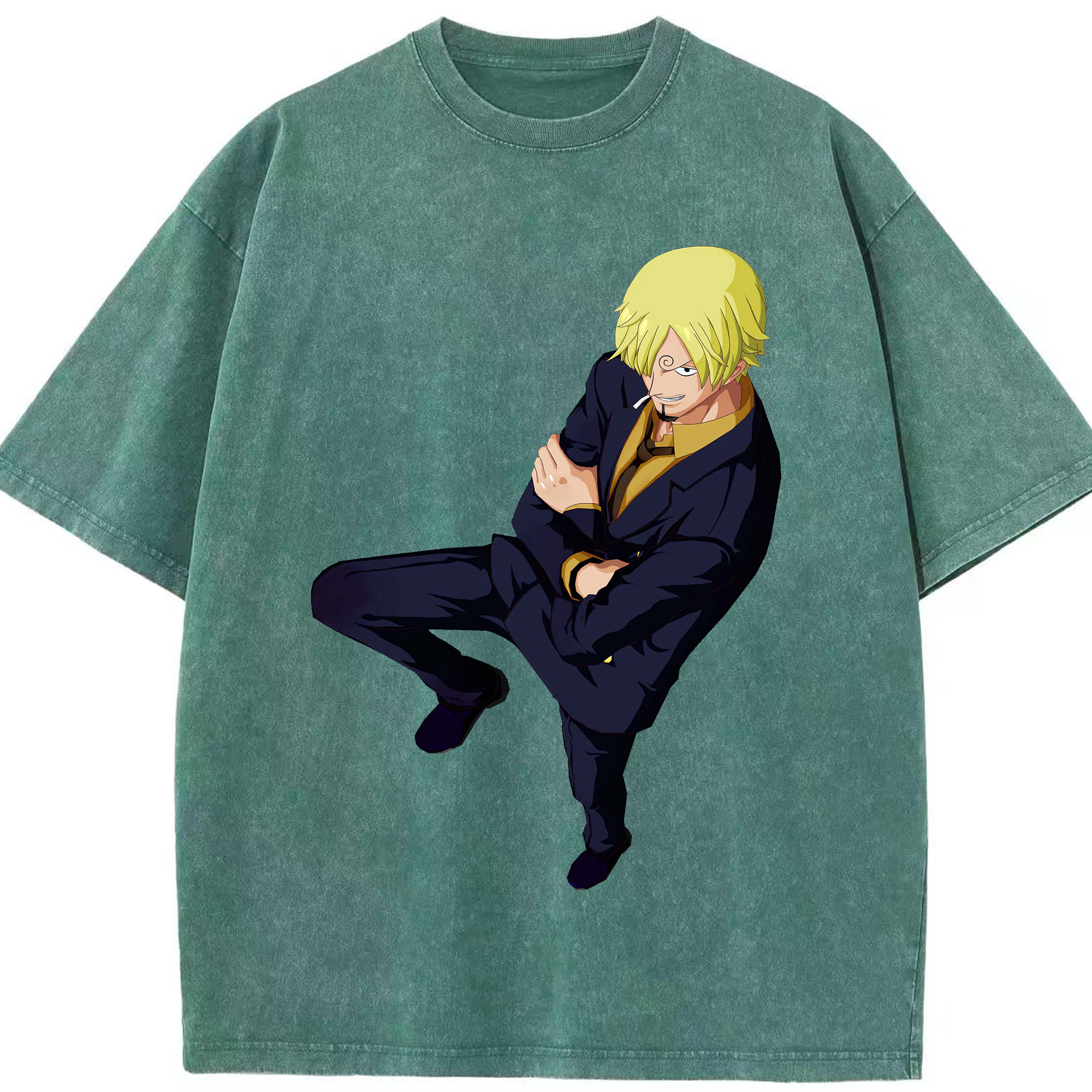 ワンピース サンジ ONE PIECE Sanji 綿100% ヴィンテージ風 半袖Tシャツ（フロントプリント）